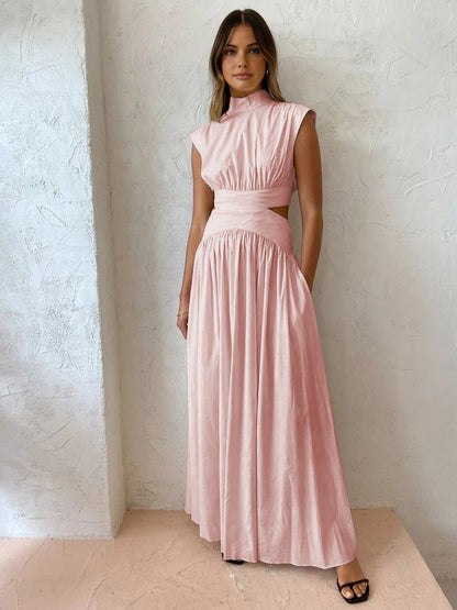 Maxi Jurk met Cut Out Detail en Plooi