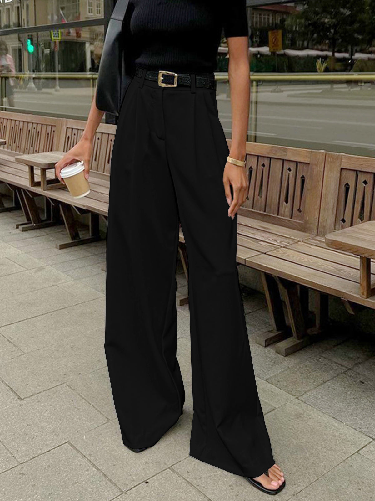 Vrouwelijke Pantalon Breed Moderne Comfortabele Stof