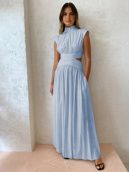 Maxi Jurk met Cut Out Detail en Plooi