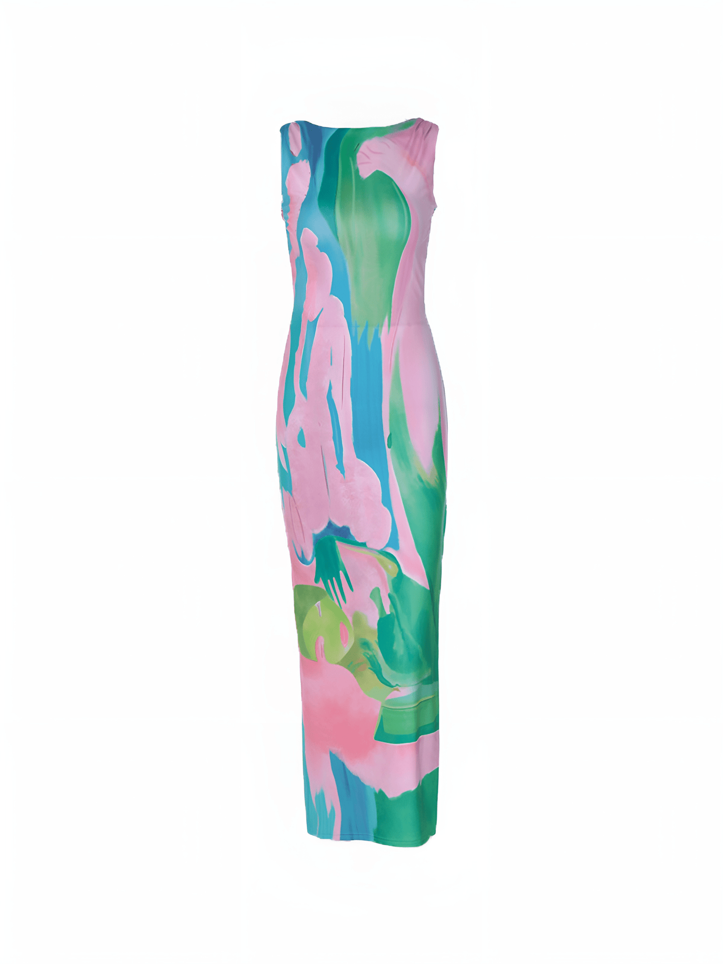 Mouwloze Maxi Jurk Aquarel Print Elegant Zomerjurk