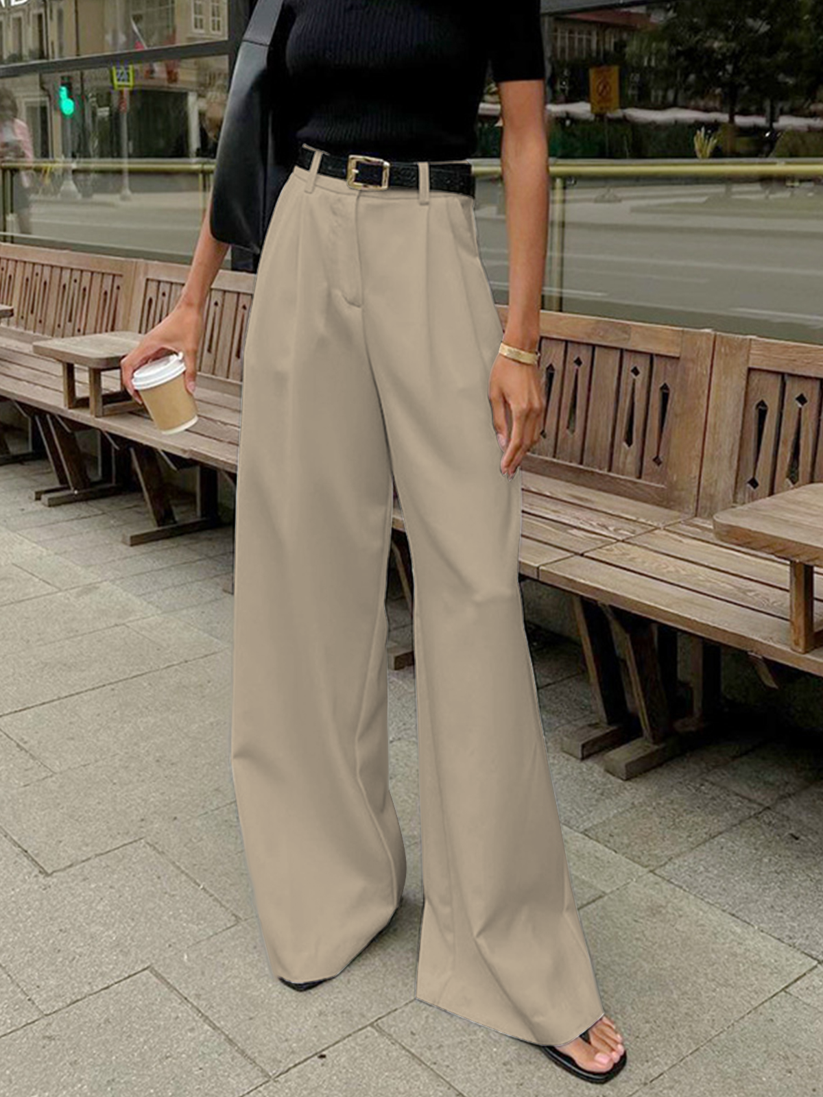 Vrouwelijke Pantalon Breed Moderne Comfortabele Stof