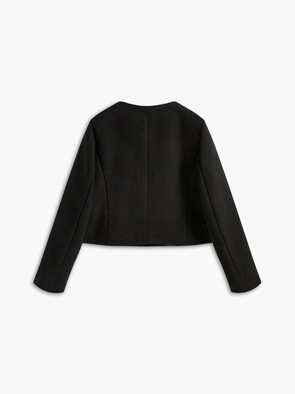 Tweed Blazer Zwart Goud Knoop Maatwerk Jas