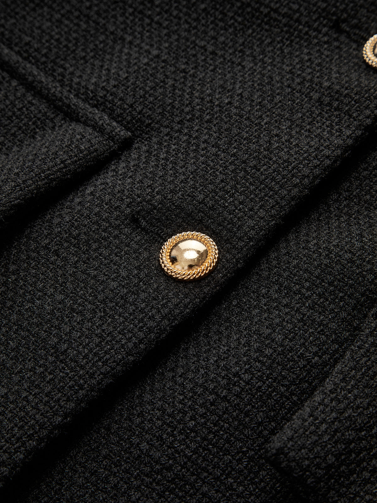 Tweed Blazer Zwart Goud Knoop Maatwerk Jas
