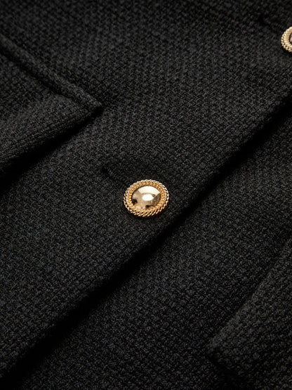 Tweed Blazer Zwart Goud Knoop Maatwerk Jas