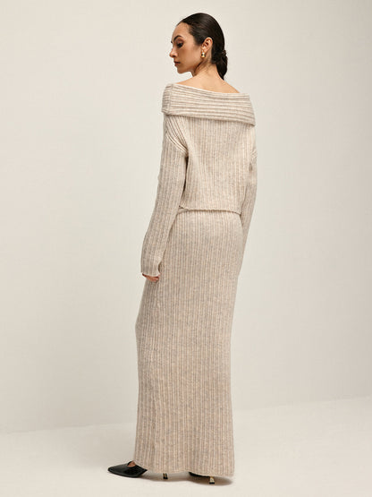 Dames Sweater Off-Shoulder Beige Warm en Stijlvol