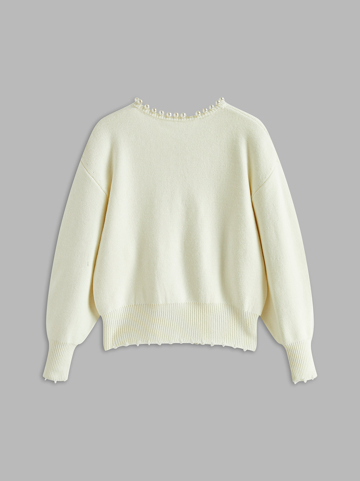 Talicia | Cardigan con bordi strappati e perle