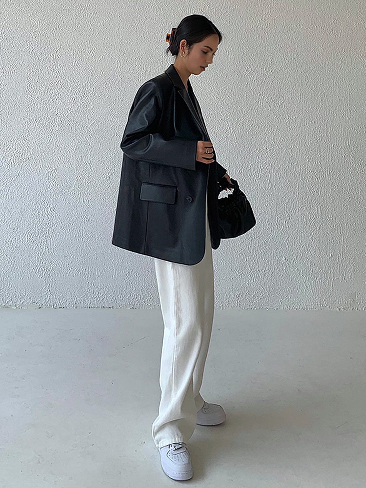 Kunstleder Blazer met Reverskraag voor Vrouw