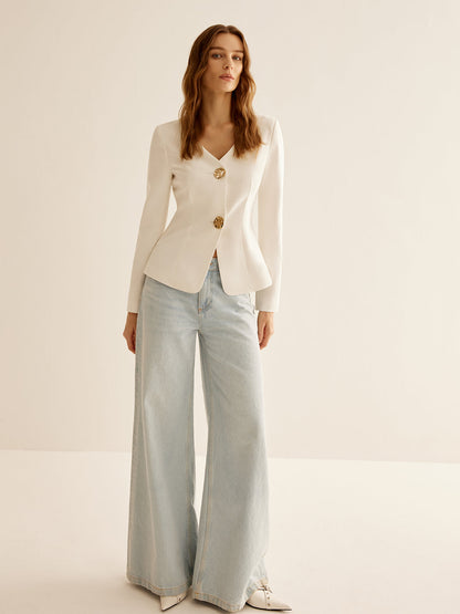 Dames Blazer Wit Slimfit Maatwerk Stijl