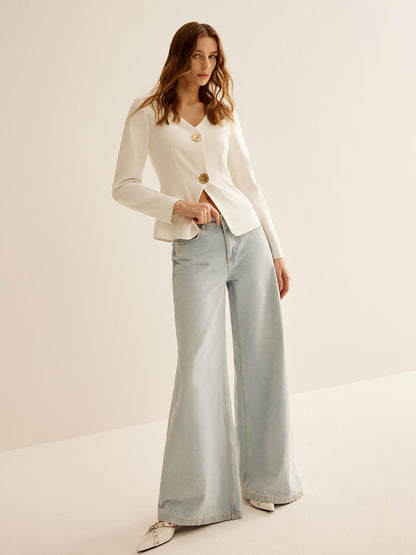 Dames Blazer Wit Slimfit Maatwerk Stijl