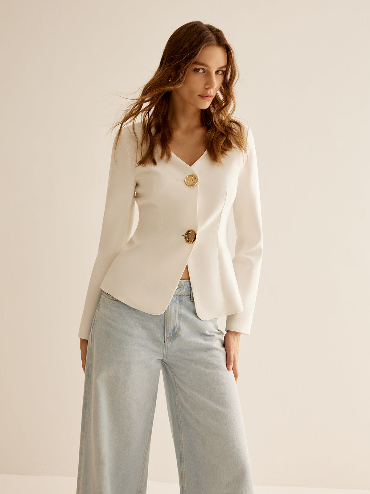 Dames Blazer Wit Slimfit Maatwerk Stijl