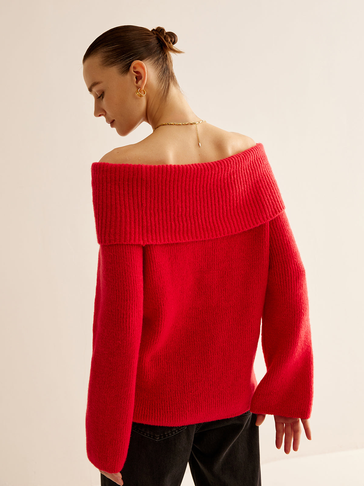 Rode Trui Off Shoulder voor Dames