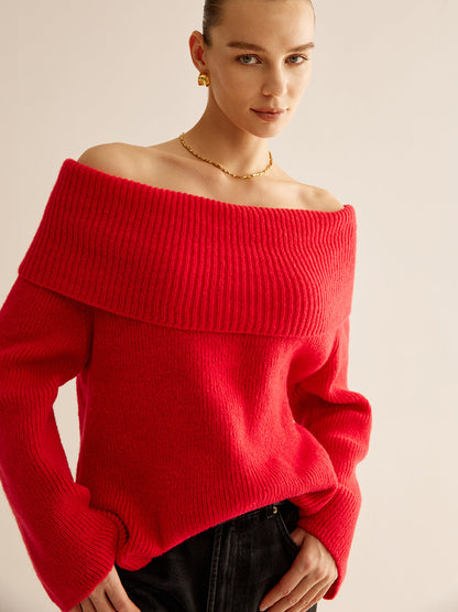 Rode Trui Off Shoulder voor Dames