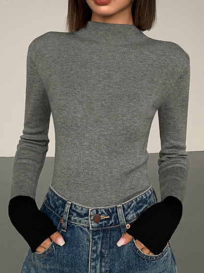 Dames Trui Lange Mouw Contrast Kleuren