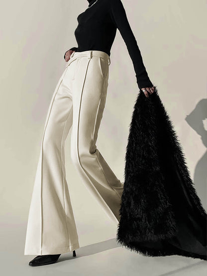 Witte Damesbroek High Waist Wijde Pijpen - Mode Vibes