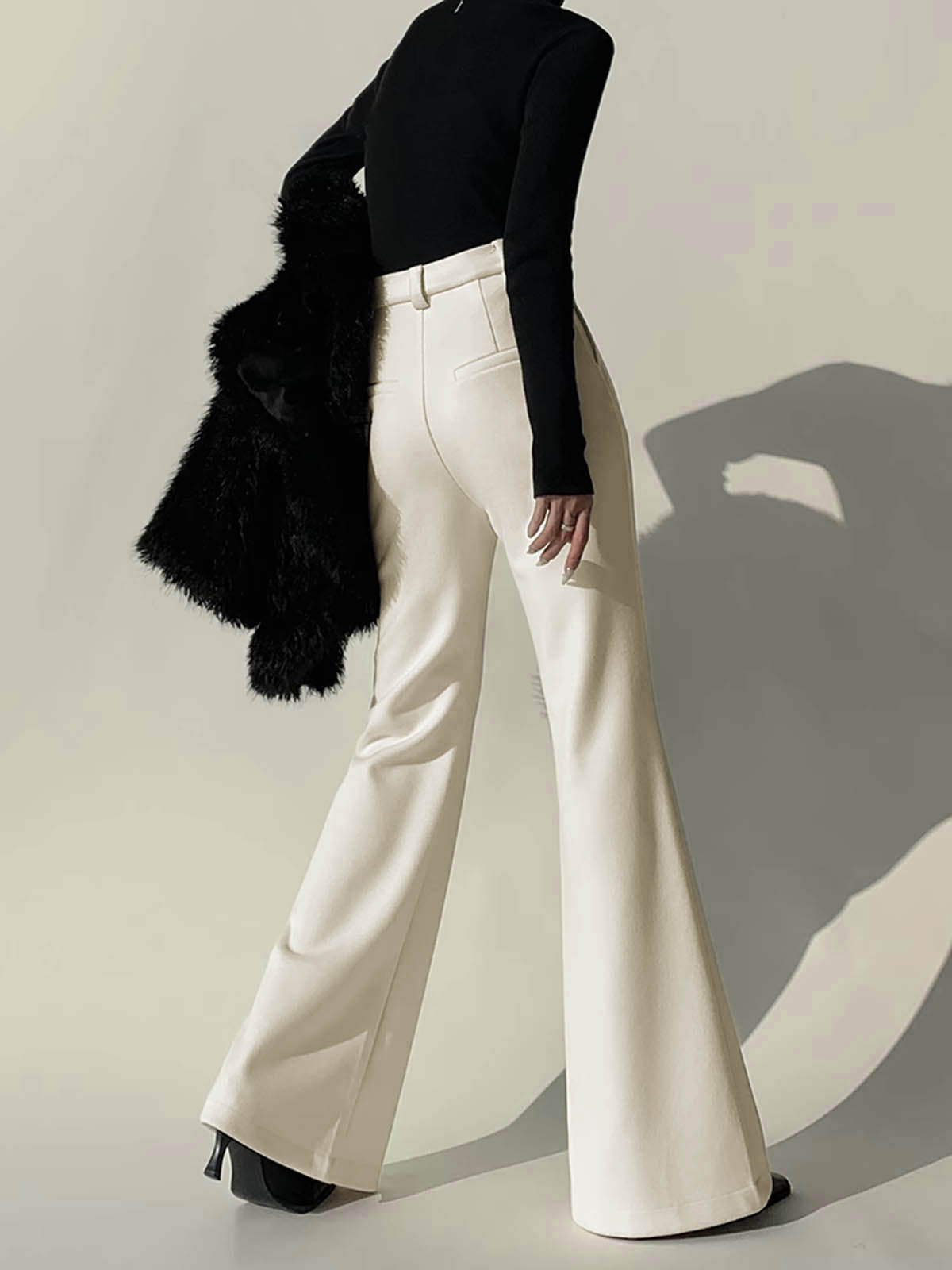 Witte Damesbroek High Waist Wijde Pijpen