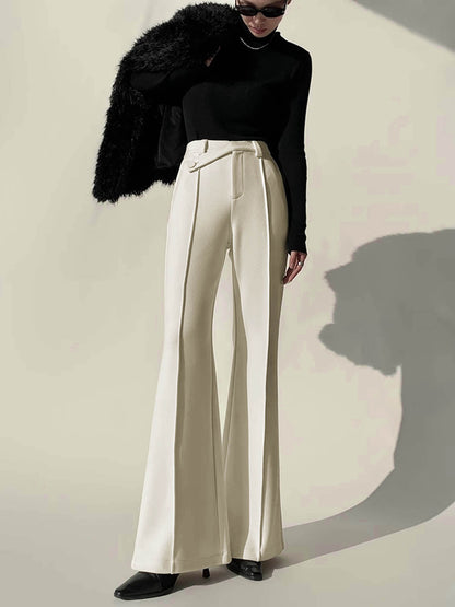 Witte Damesbroek High Waist Wijde Pijpen