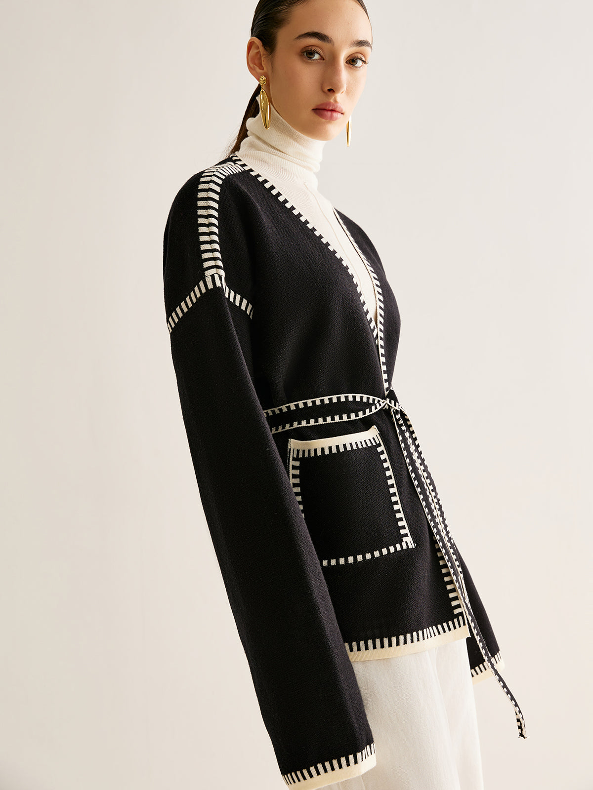 Dames Cardigan Riem Gebreid Warm en Stijlvol