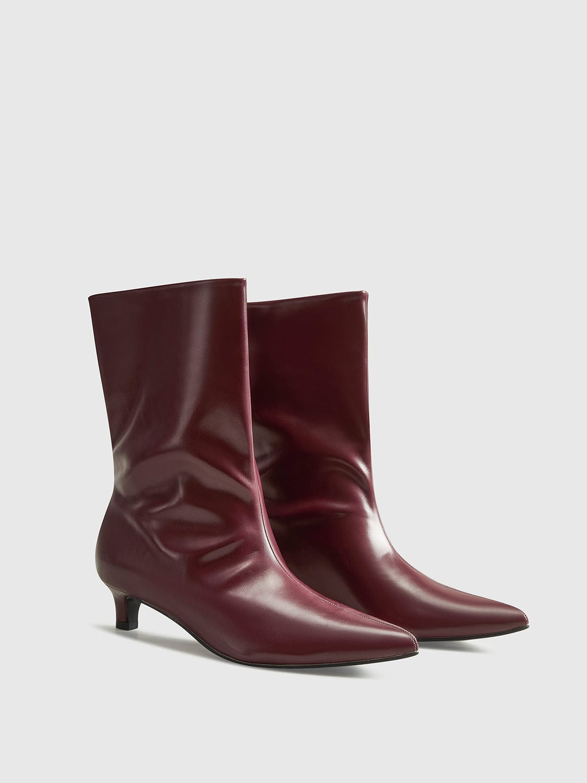 Enkellaarsjes Bordeaux Rood Leer Stijlvol Damesschoenen