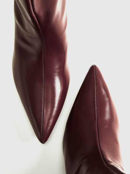 Enkellaarsjes Bordeaux Rood Leer Stijlvol Damesschoenen