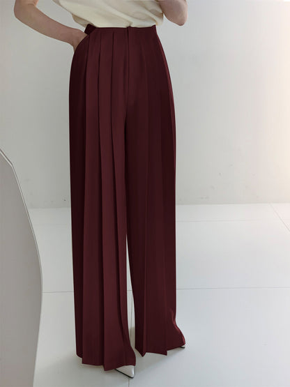 Comfortabele Plissé Pantalon Hoge Taille Dames