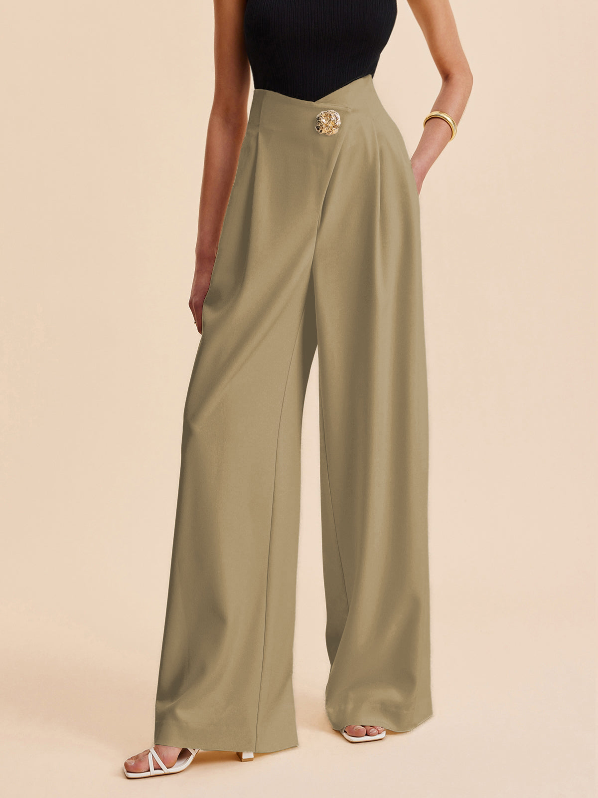 Hoge Taille Pantalons voor Vrouwen - Zachte Stof en Elegant Design