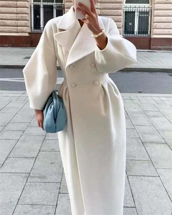 Wollen Jas met Lantaarnmouwen en Revers Vintage Stijl - Mode Vibes