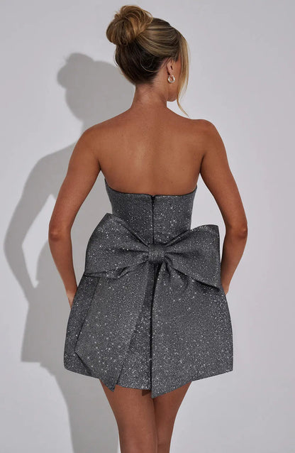 Korte Glitter Jurk Glinsterend Feestjurk Mini