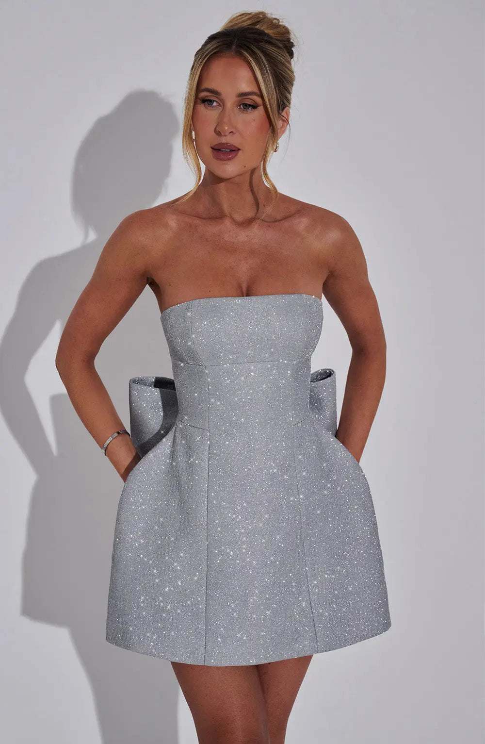 Korte Glitter Jurk Glinsterend Feestjurk Mini