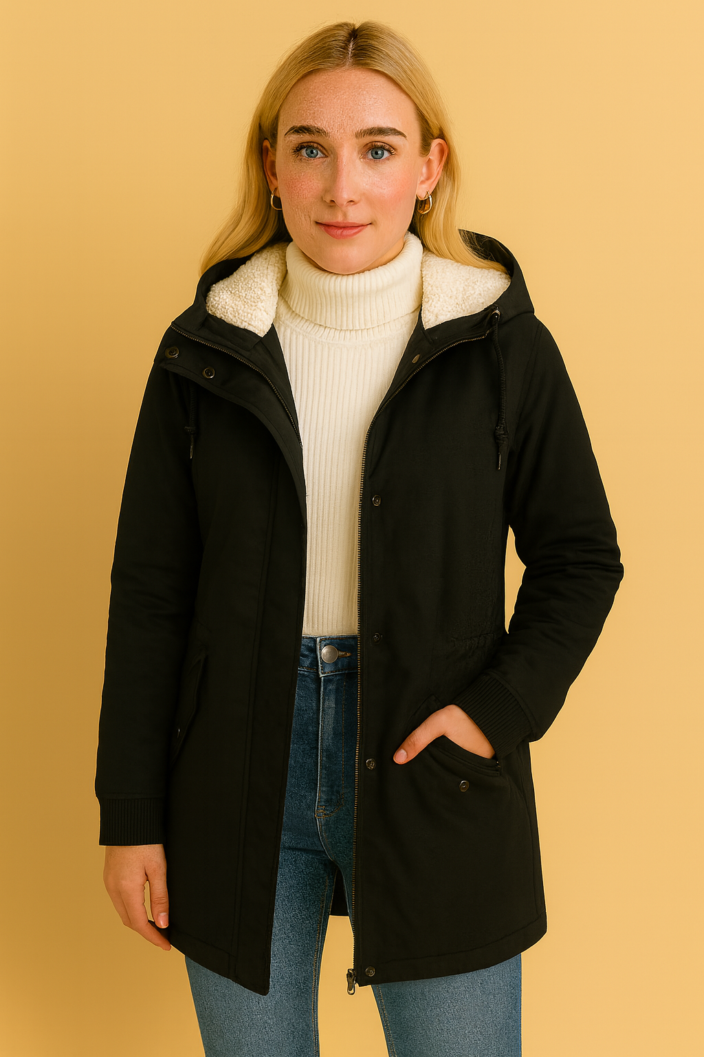 Dames Waterdichte Winterjas met Capuchon en Faux Fur Voering