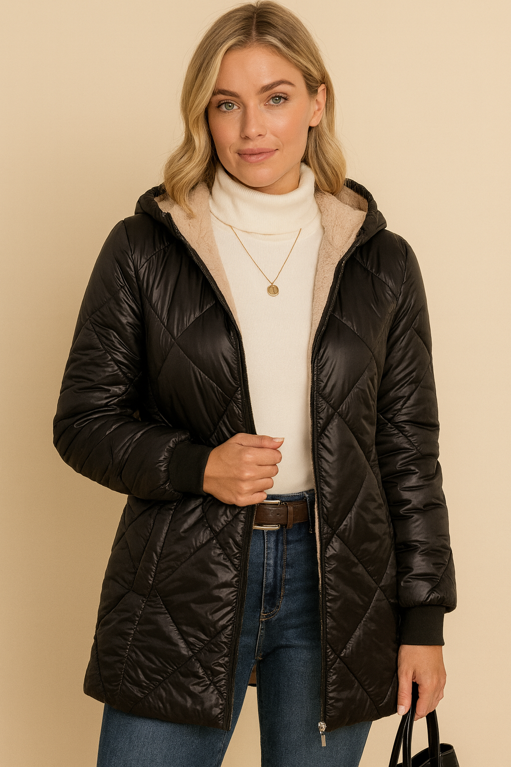 Dames Gewatteerde Jas met Capuchon Warm en Stijlvol Quilted Design - Mode Vibes