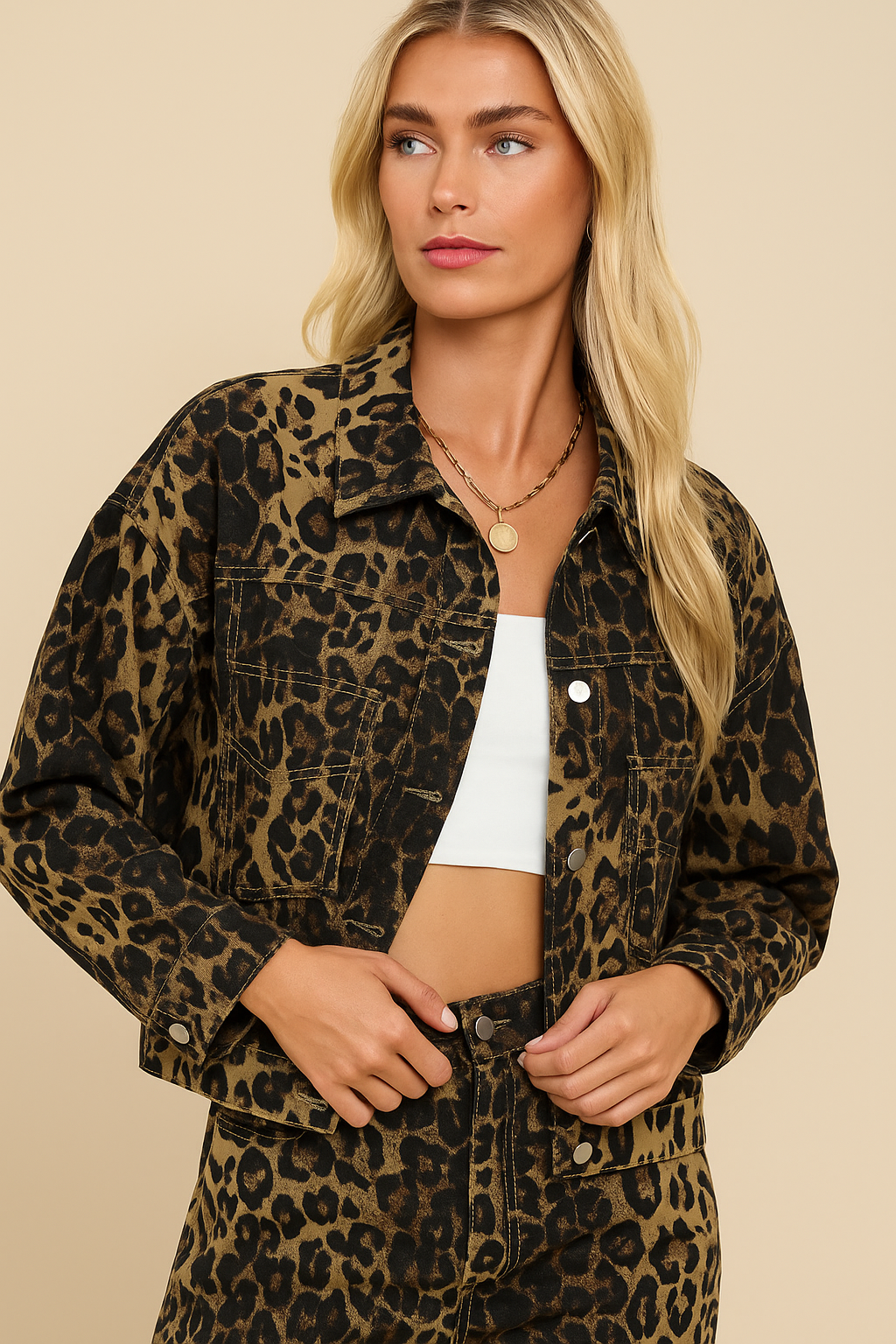 Dames Jas met Leopard Print Streetstyle Tucker Modieus - Mode Vibes
