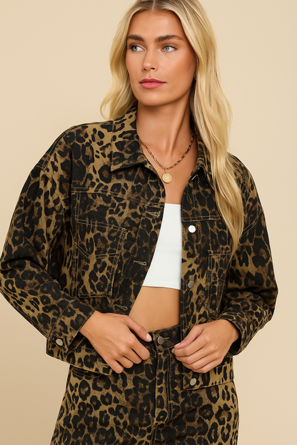Dames Jas met Leopard Print Streetstyle Tucker Modieus - Mode Vibes