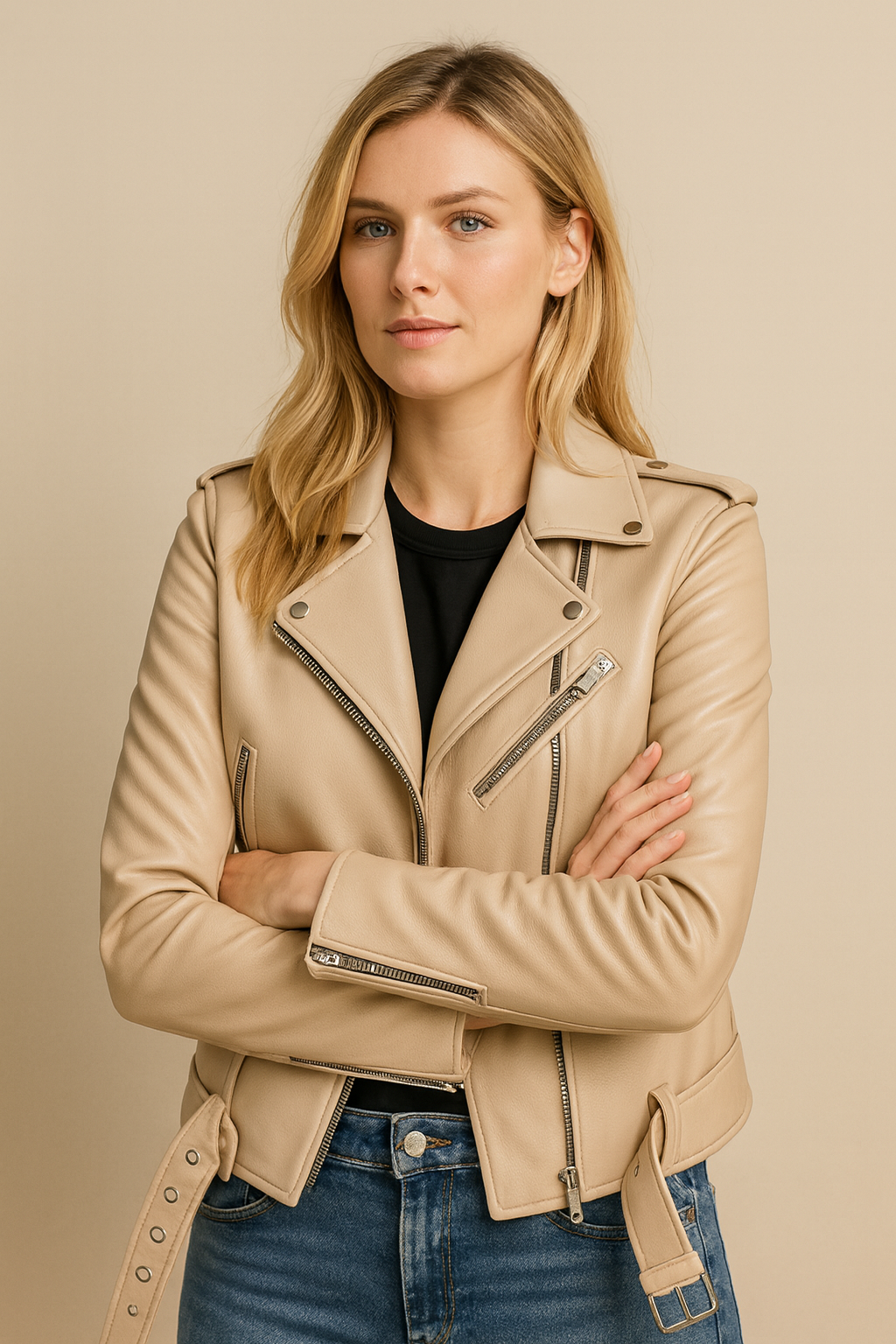Dames Biker Jas van PU Leder Look Trendy en Stijlvol - Mode Vibes