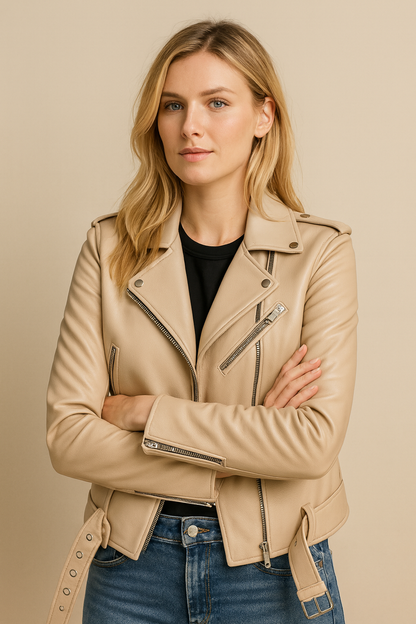 Dames Biker Jas van PU Leder Look Trendy en Stijlvol - Mode Vibes