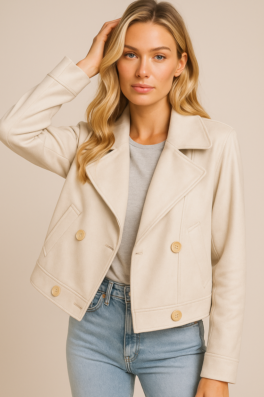 Dames Korte Jas met Knopen Stijlvol Elegant - Mode Vibes