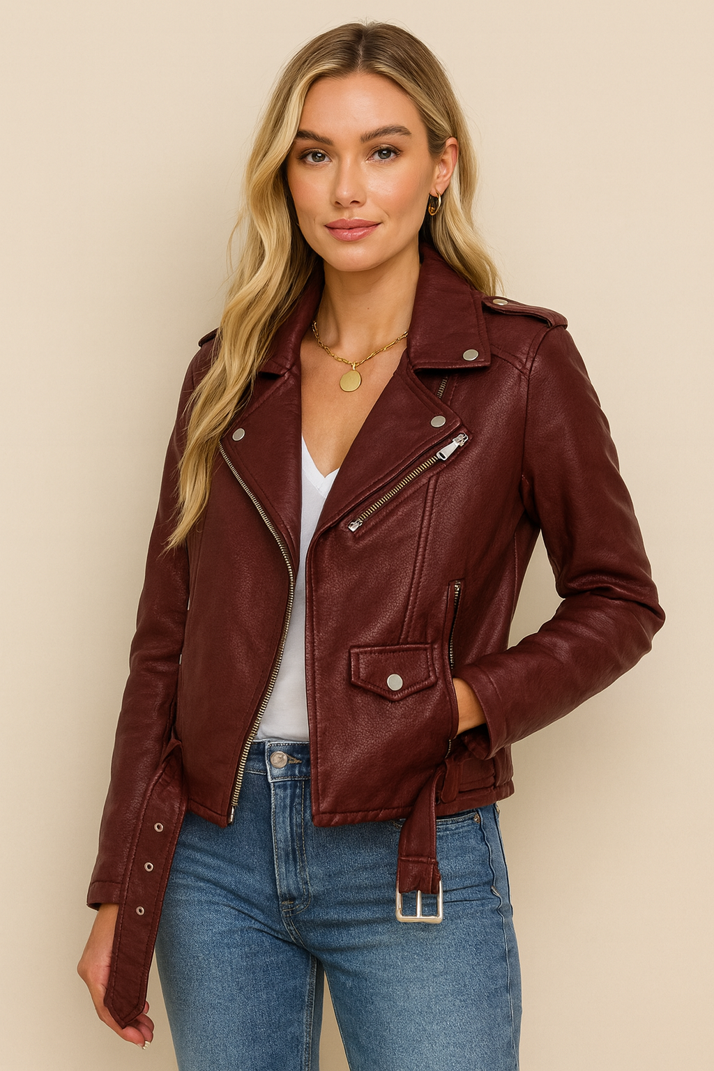 Dames Lederen Biker Jas PU Stijlvol Trendy - Mode Vibes