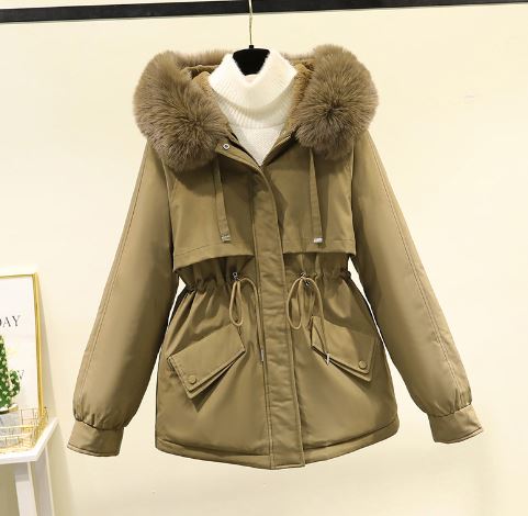 Oversized Katoenen Jassen Dame met Fluweel Voering
