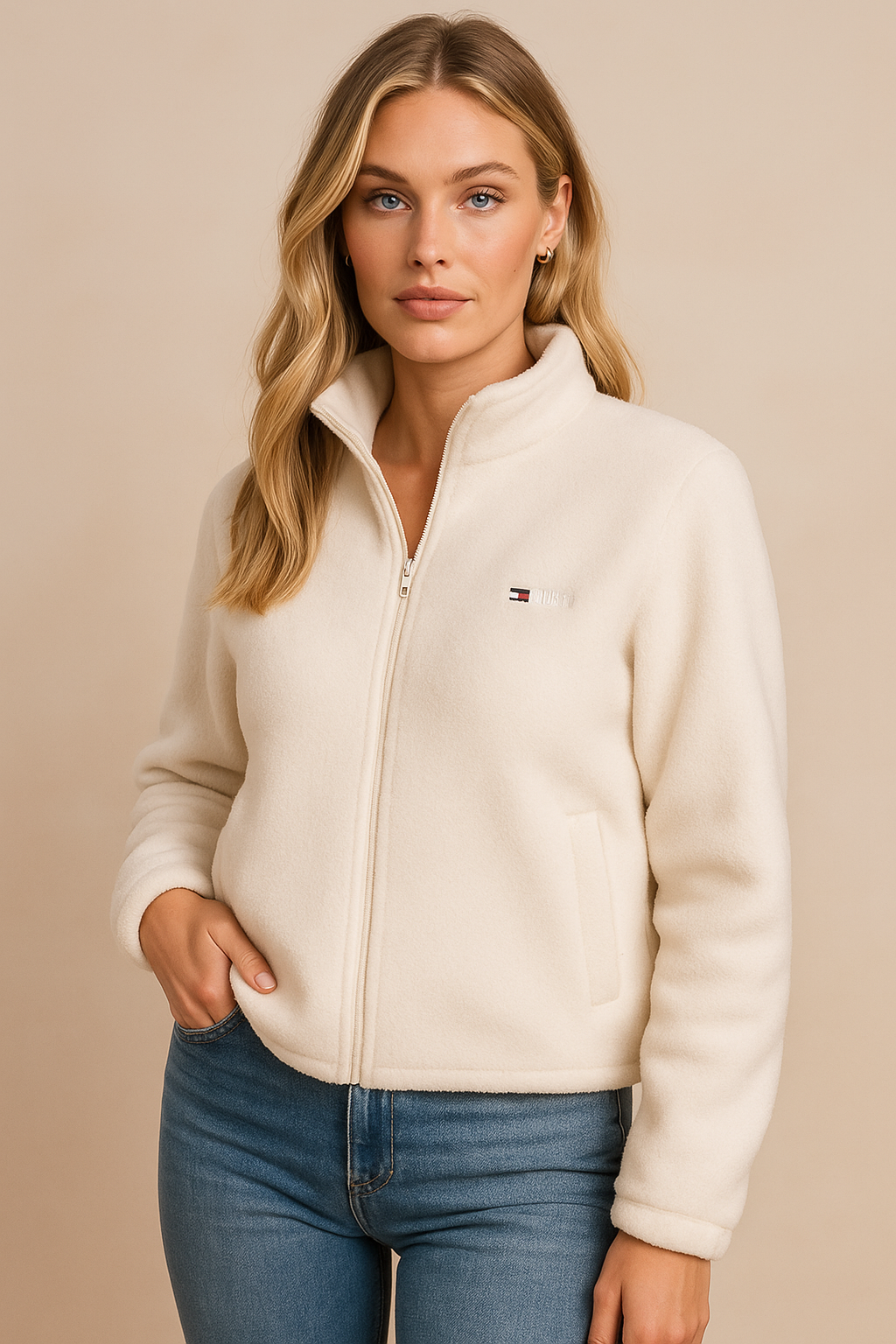 Dames Fleece Jas Warm en Zacht met Rits en Opstaande Kraag - Mode Vibes