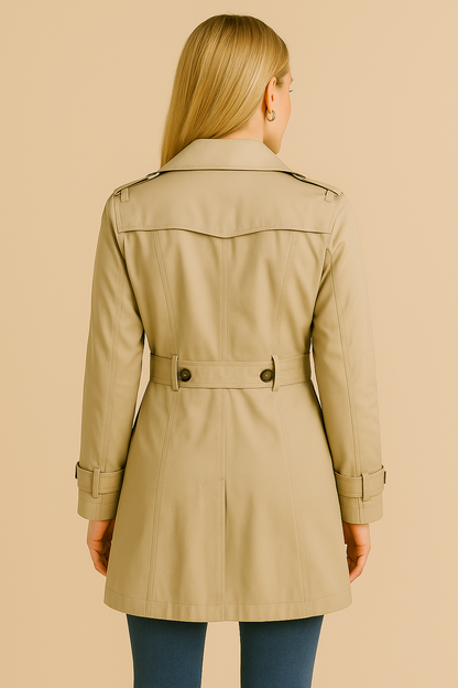Dames Trenchcoat Halflang Met Knopen Klassiek Design