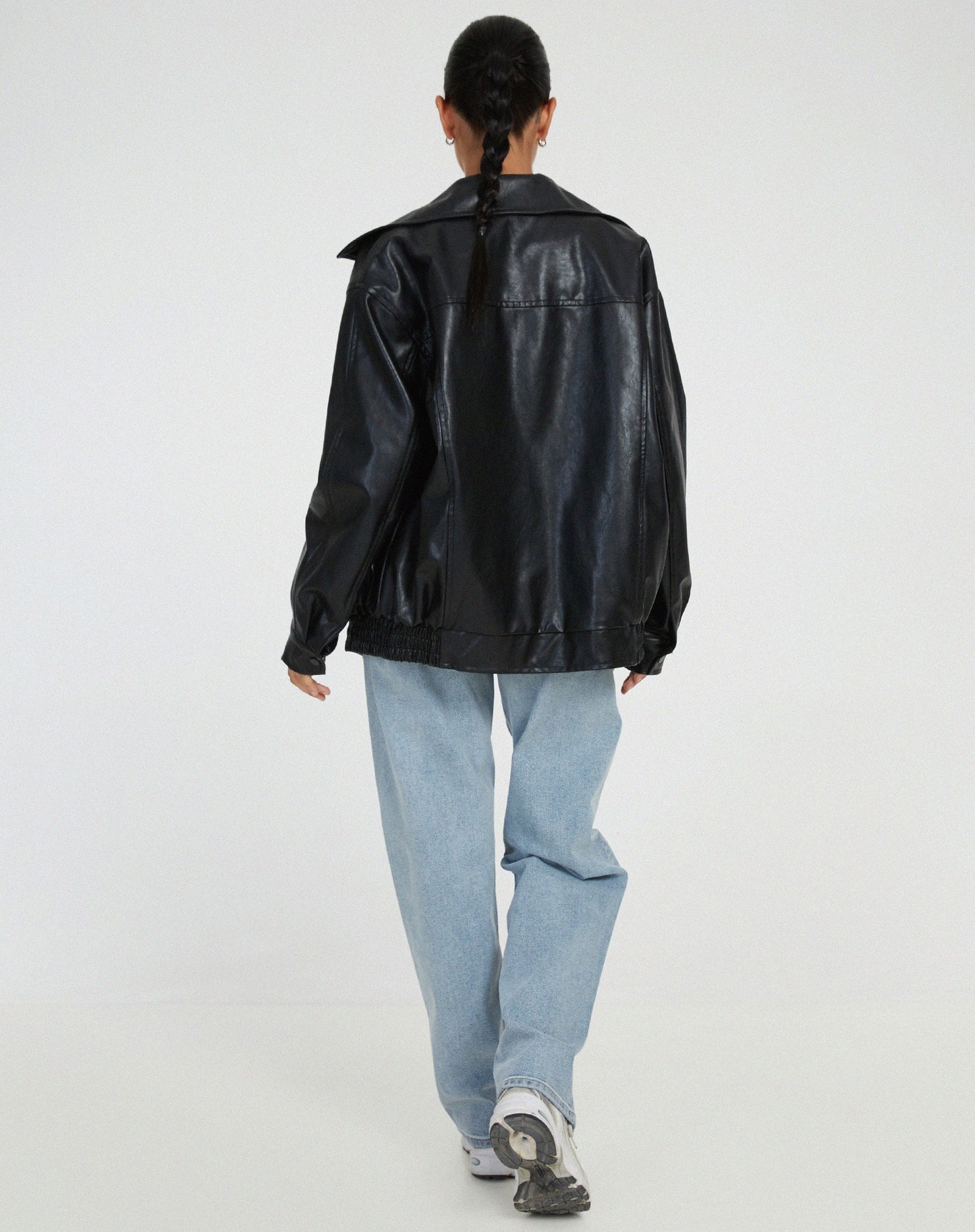 Leren Jas Oversized Comfortabel Trendy Losse Fit