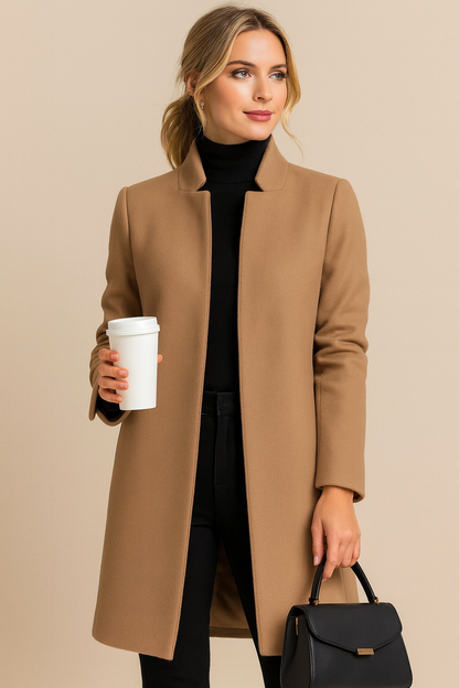 Dames Winterjas Lange Coat met Opstaande Kraag - Mode Vibes