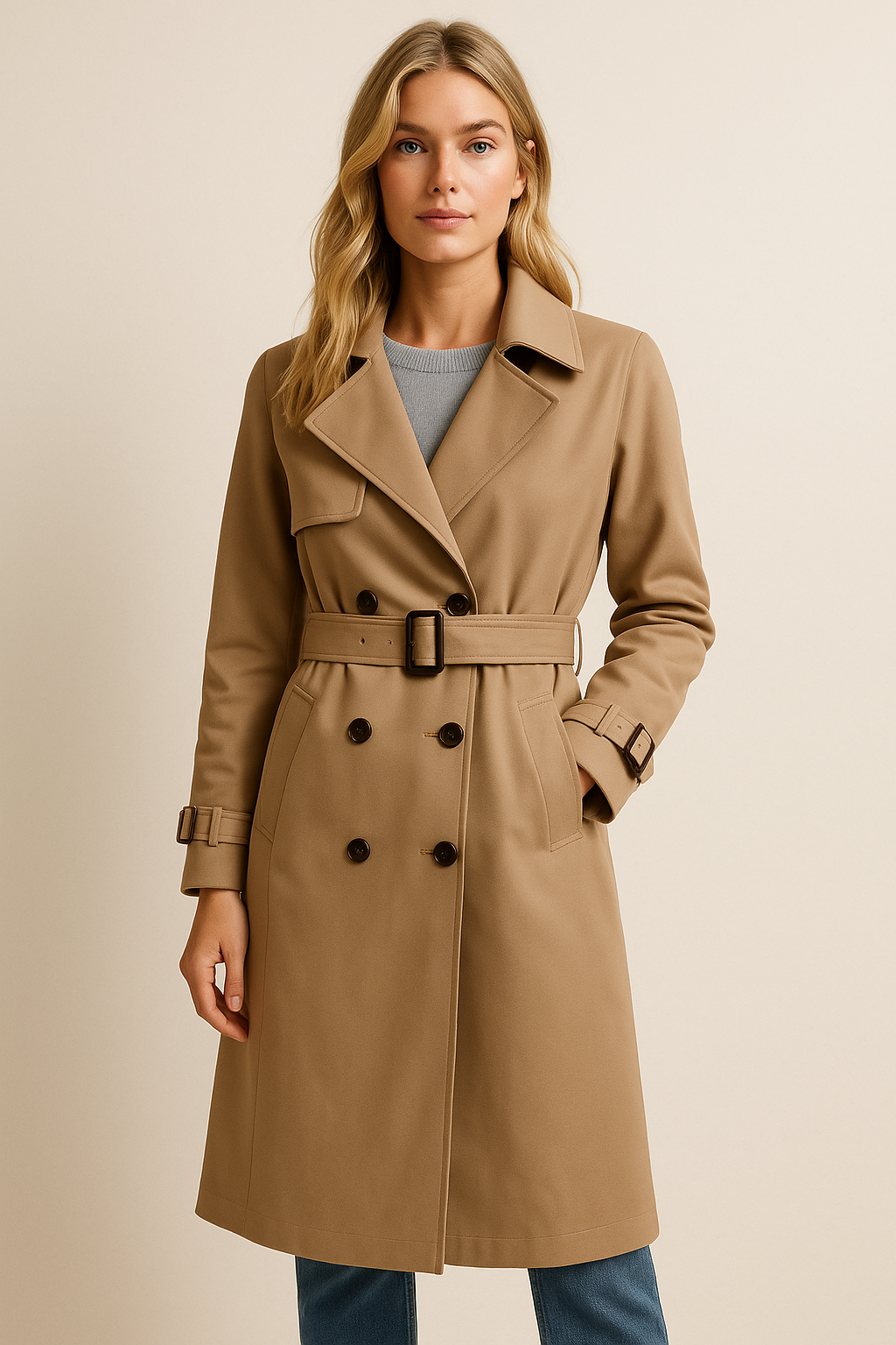 Dames Trenchcoat Mid-Lengte Stijlvol Waterdicht - Mode Vibes