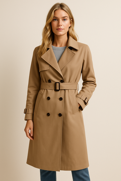 Dames Trenchcoat Mid-Lengte Stijlvol Waterdicht - Mode Vibes