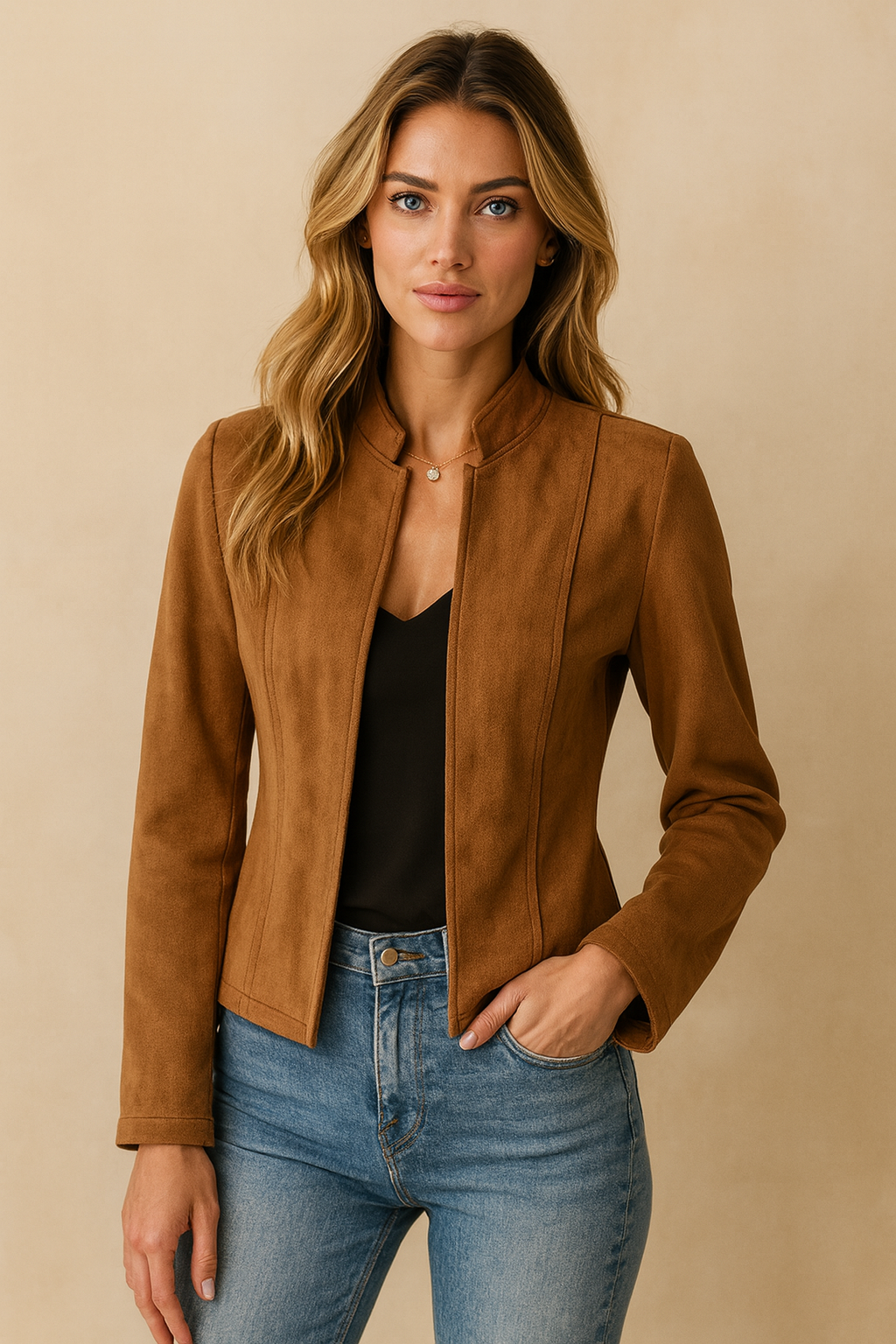 Dames Suède Jas Elegante Tijdloze Perfecte Pasvorm - Mode Vibes