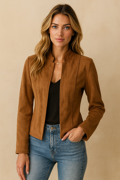 Dames Suède Jas Elegante Tijdloze Perfecte Pasvorm - Mode Vibes