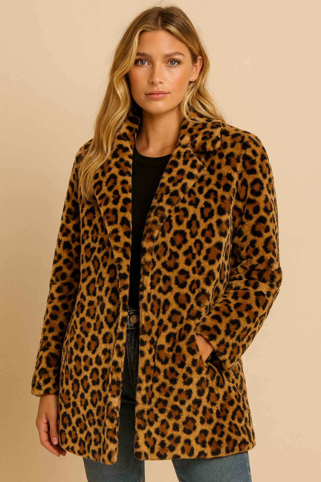 Dames Faux Fur Jas Leopard Print Stijlvol en Trendy - Mode Vibes
