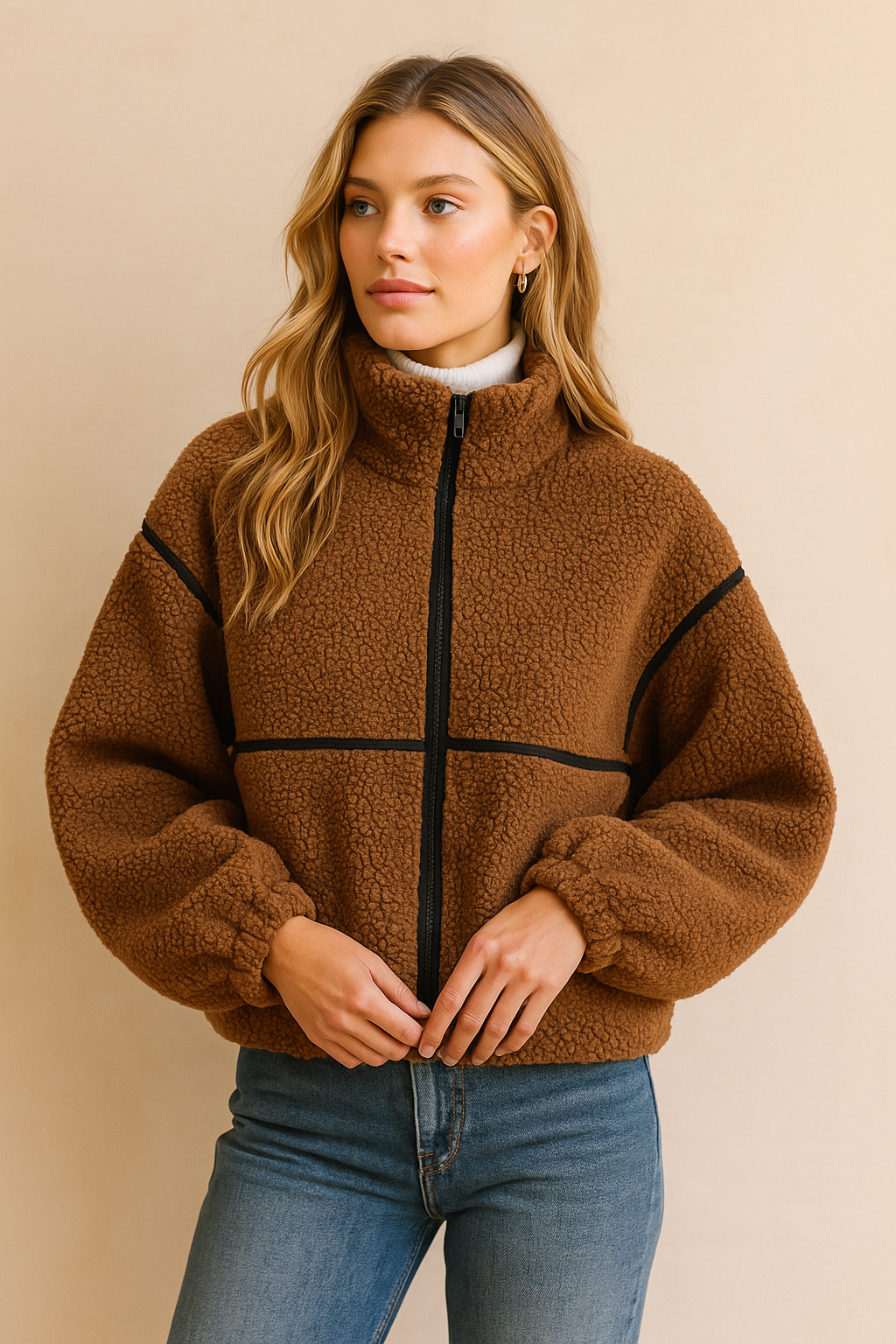 Dames Teddy Fleece Jas Warm Modern Design met Rits - Mode Vibes