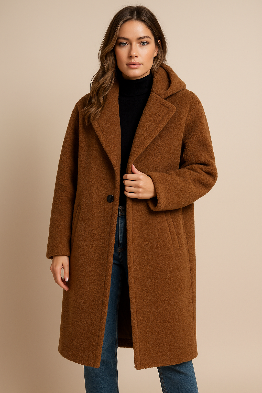 Dames Teddyjas Lange Warme Stijlvolle Jas - Mode Vibes