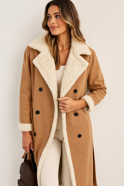 Dames Berber Coat Lange Lamicoat Jas Warm en Comfortabel - Mode Vibes