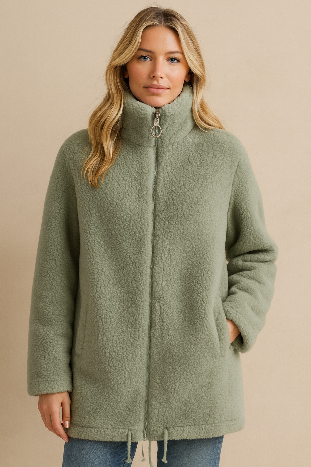 Dames Faux Fur Jas met Opstaande Kraag en Rits - Mode Vibes